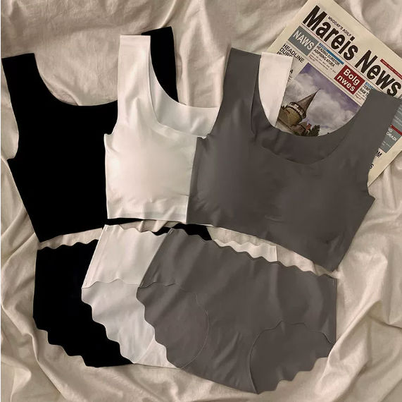 无痕冰丝内衣少女安心一代无钢圈文胸聚拢学生显胸小背心抹胸套装