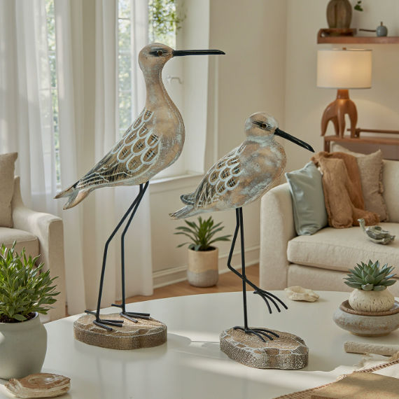 复古长腿海鸟桌面装饰摆件木质工艺品海洋风海鸟海鸥家居餐厅饰品