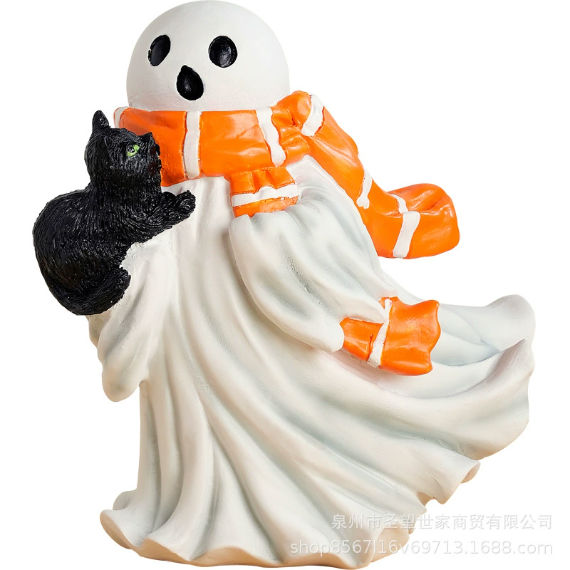 跨境新品万圣节节日装饰品摆件卡通幽灵黑猫家居桌面氛围装饰
